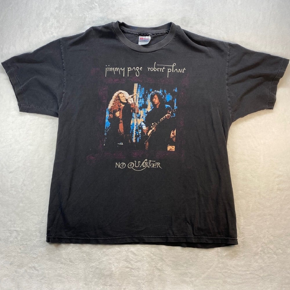 Vintage Hanes Jimmy Page Robert Plant No Quarter Tour T-Shirt XL distressed