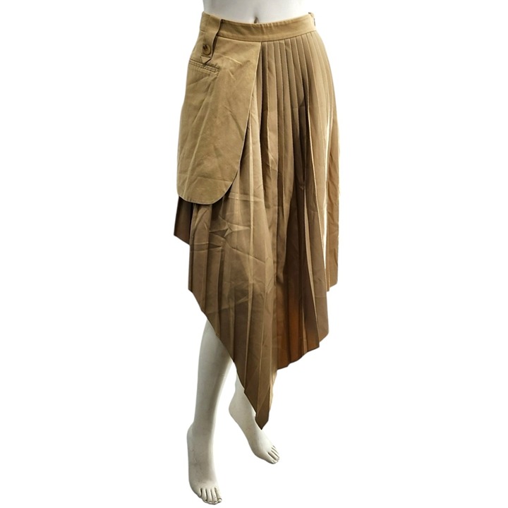 MARE MARE ANTHROPOLOGIE Pleated High Low Skirt Sz XS Statement Asymmetric Preppy