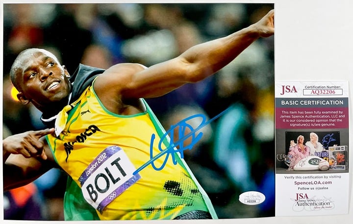 Usain Bolt Signed 2012 Summer Olympics London 8x10 Photo G Autograph JSA COA