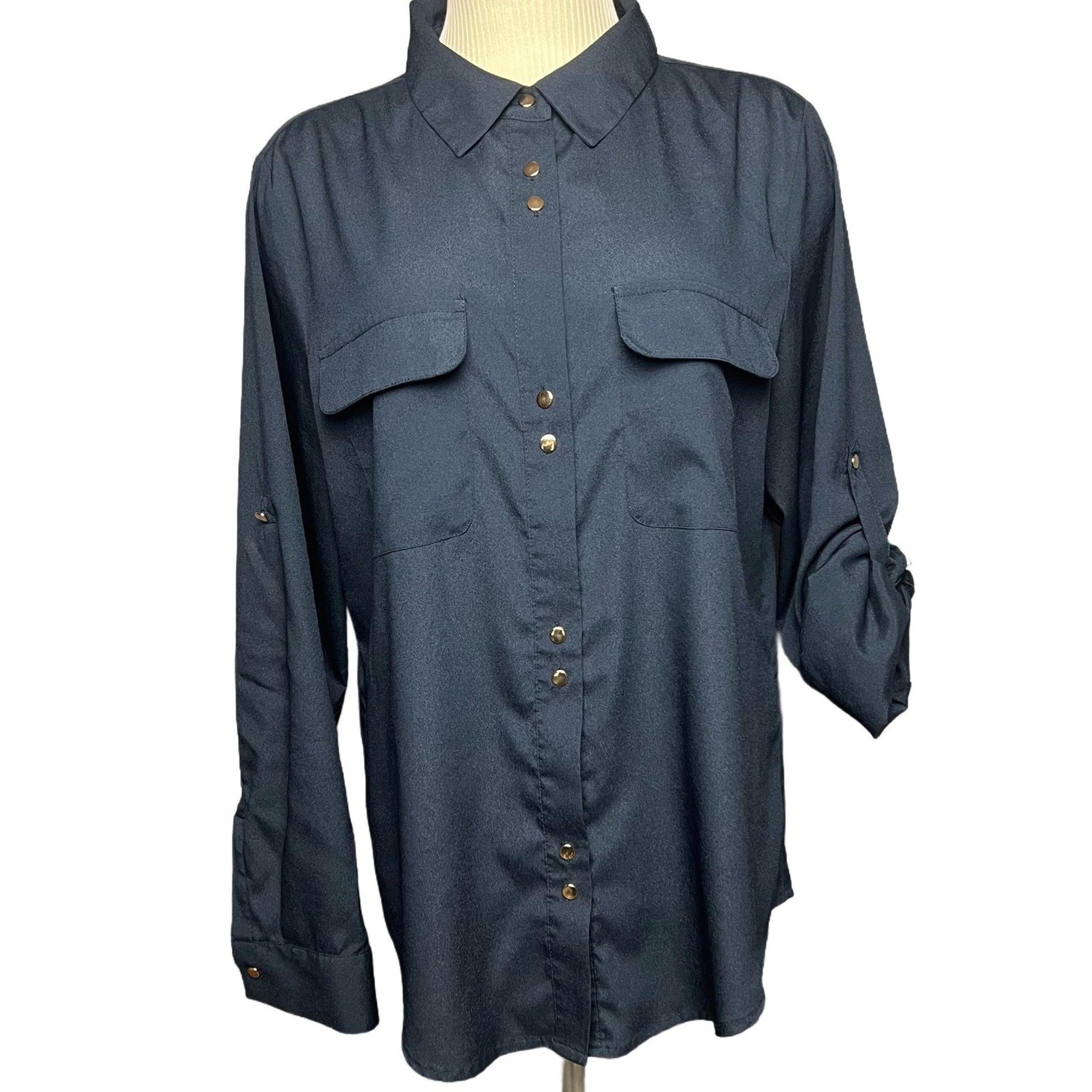 Ivanka Trump Button Up Shirt Roll Tab Long Sleeve Career Top Size P