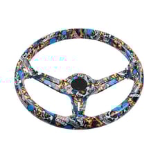 NEW JDM UNIVERSAL 350MM STICKERBOMB Acrylic Deep Dish 6 Holes Steering Wheel