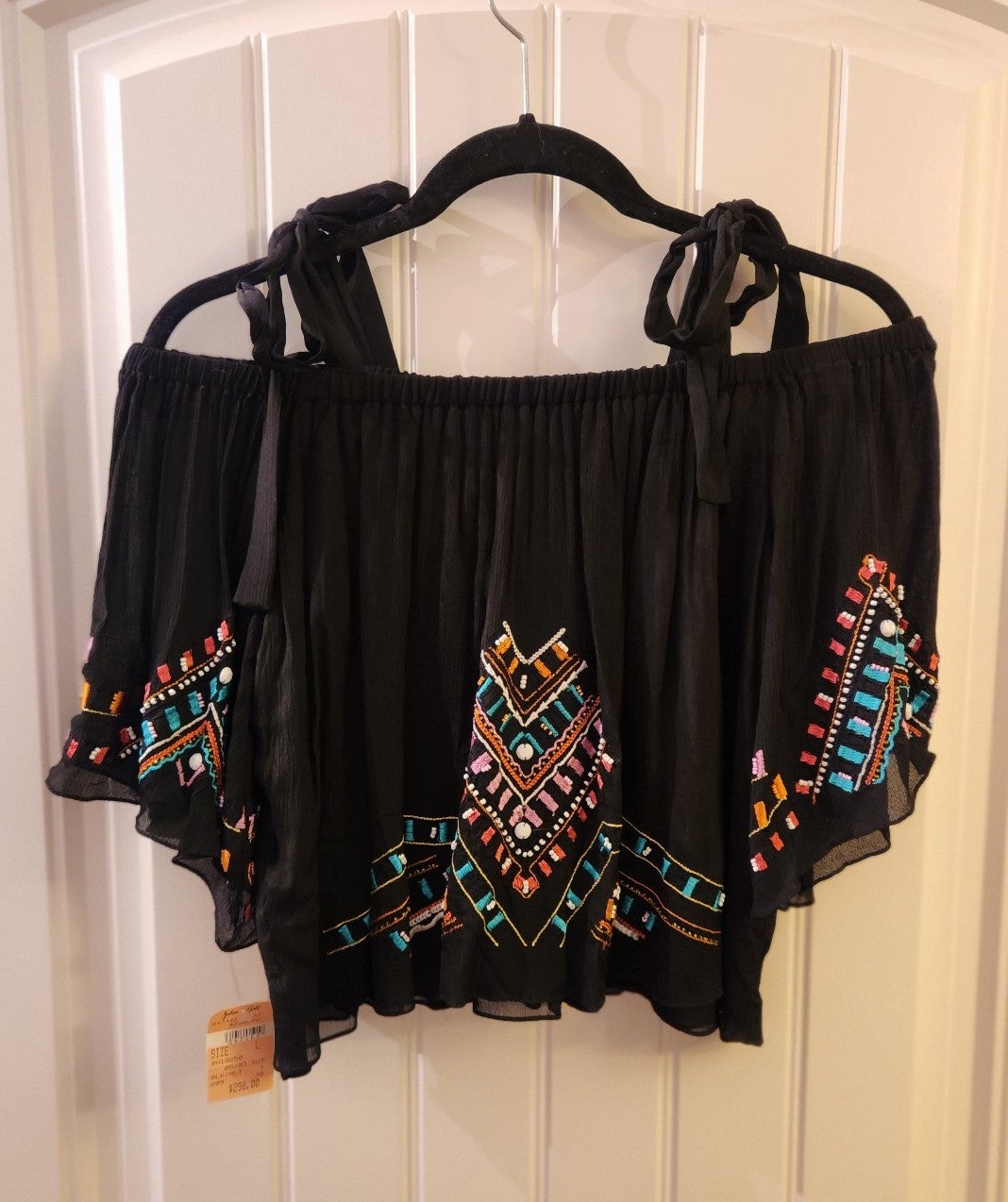 Nicole Miller beaded off the shoulder top