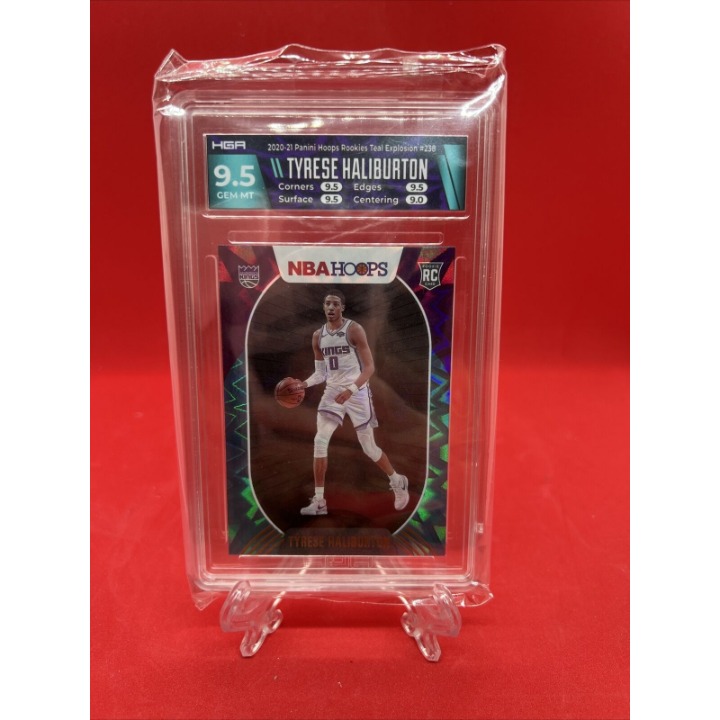 2020-21 NBA Hoops Tyrese Halliburton Teal Explosion Rookie Card RC #238 HGA 9.5