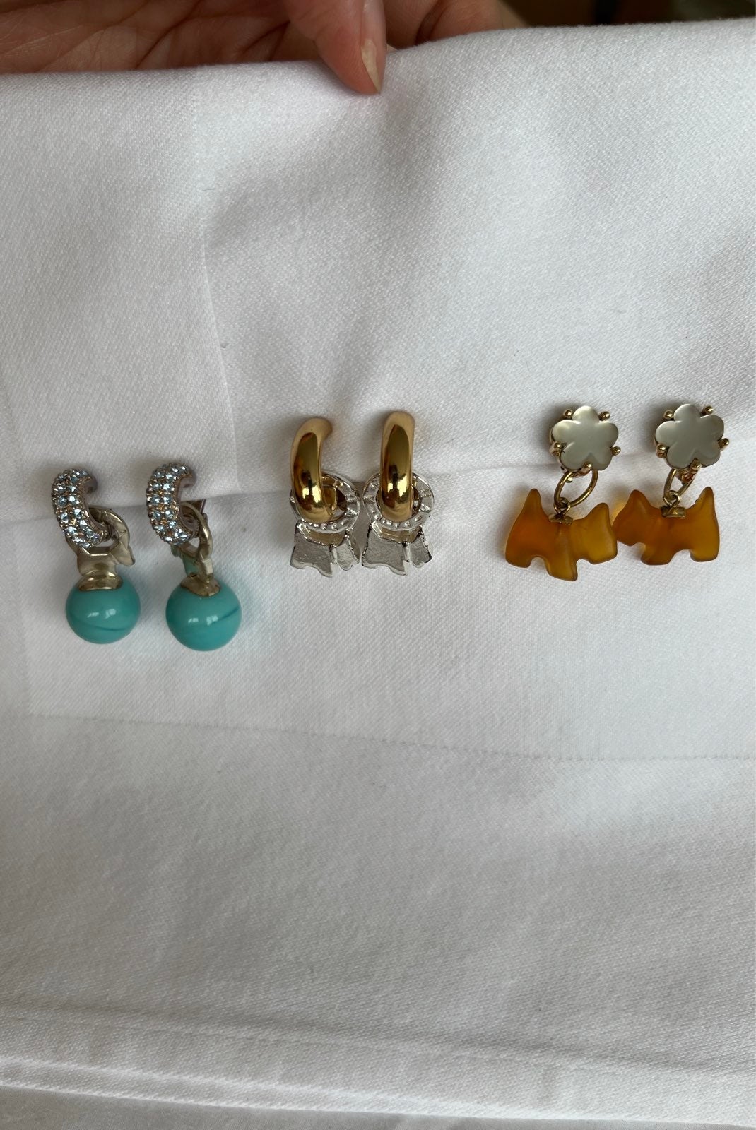 Vintage Set of 3 Interchangeable Clip On Earrings