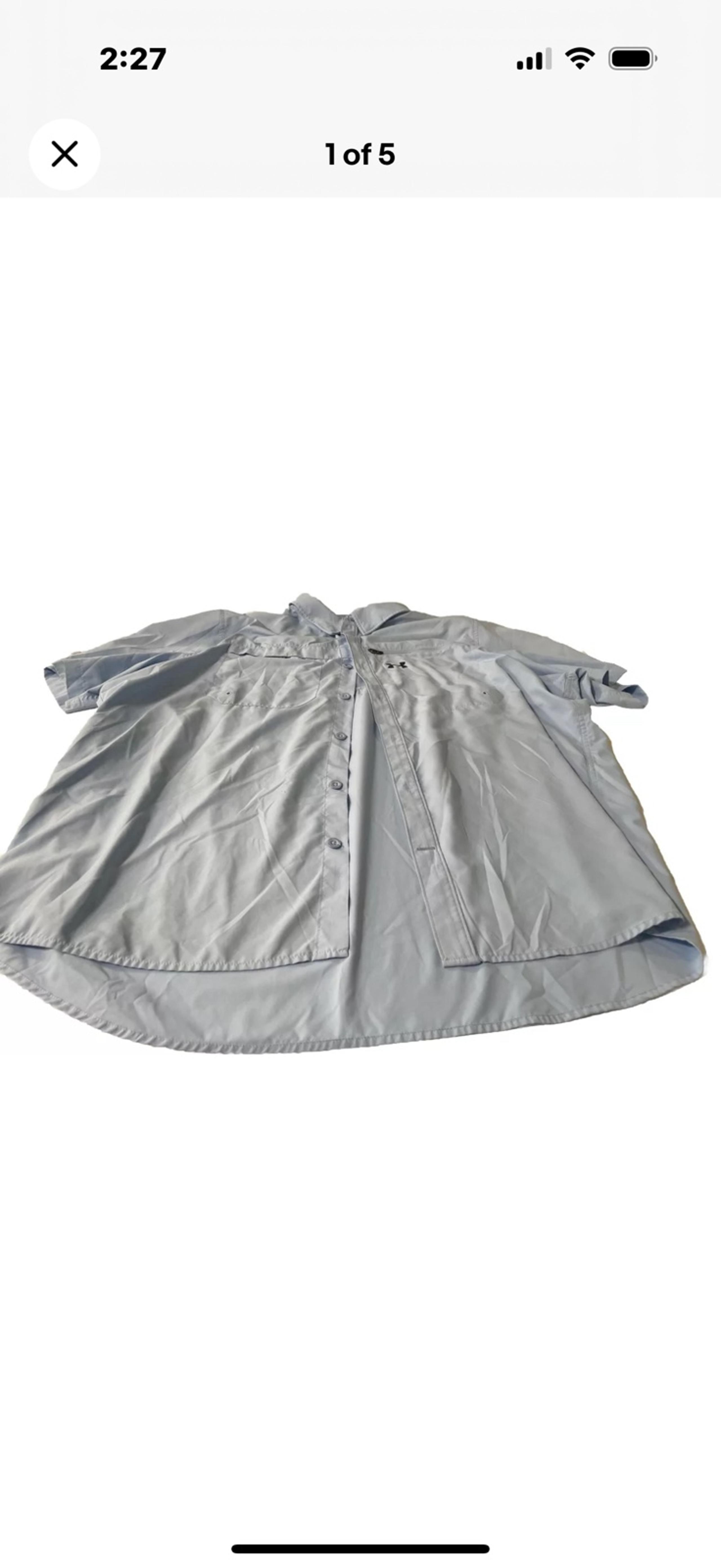 Under Armour Mens Baby Blue Loose Fit Short Sleeve Button Up Shirt! 3XL