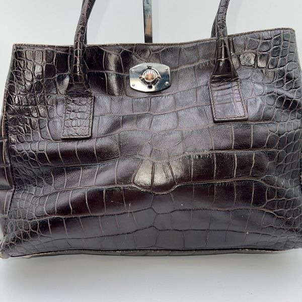 Furla Croco Embossed Top Handle Bag **PLEASE SEE PICS AND DESCRIPTION FOR CALLOU