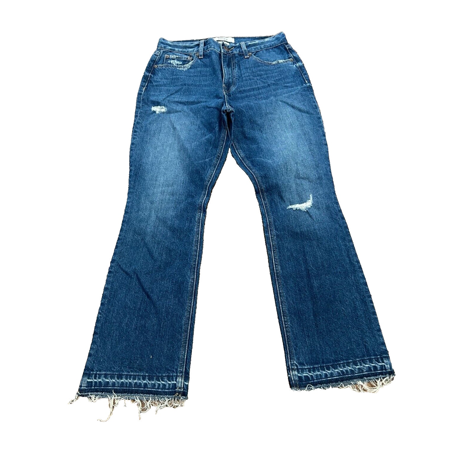 NWT Pistola Women's Blue Distressed Lennon High Rise Crop Bootcut Jeans Size 27