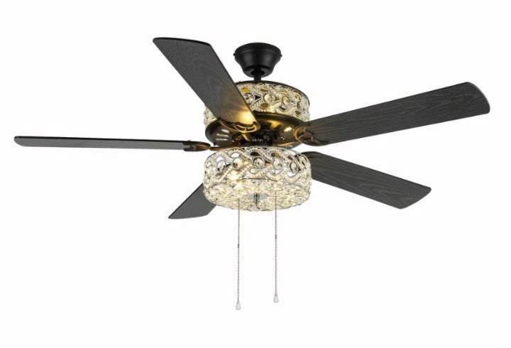 Crystal 52-in Oil Rubbed Bronze Double Layered LED Indoor Ceiling Fan with Light