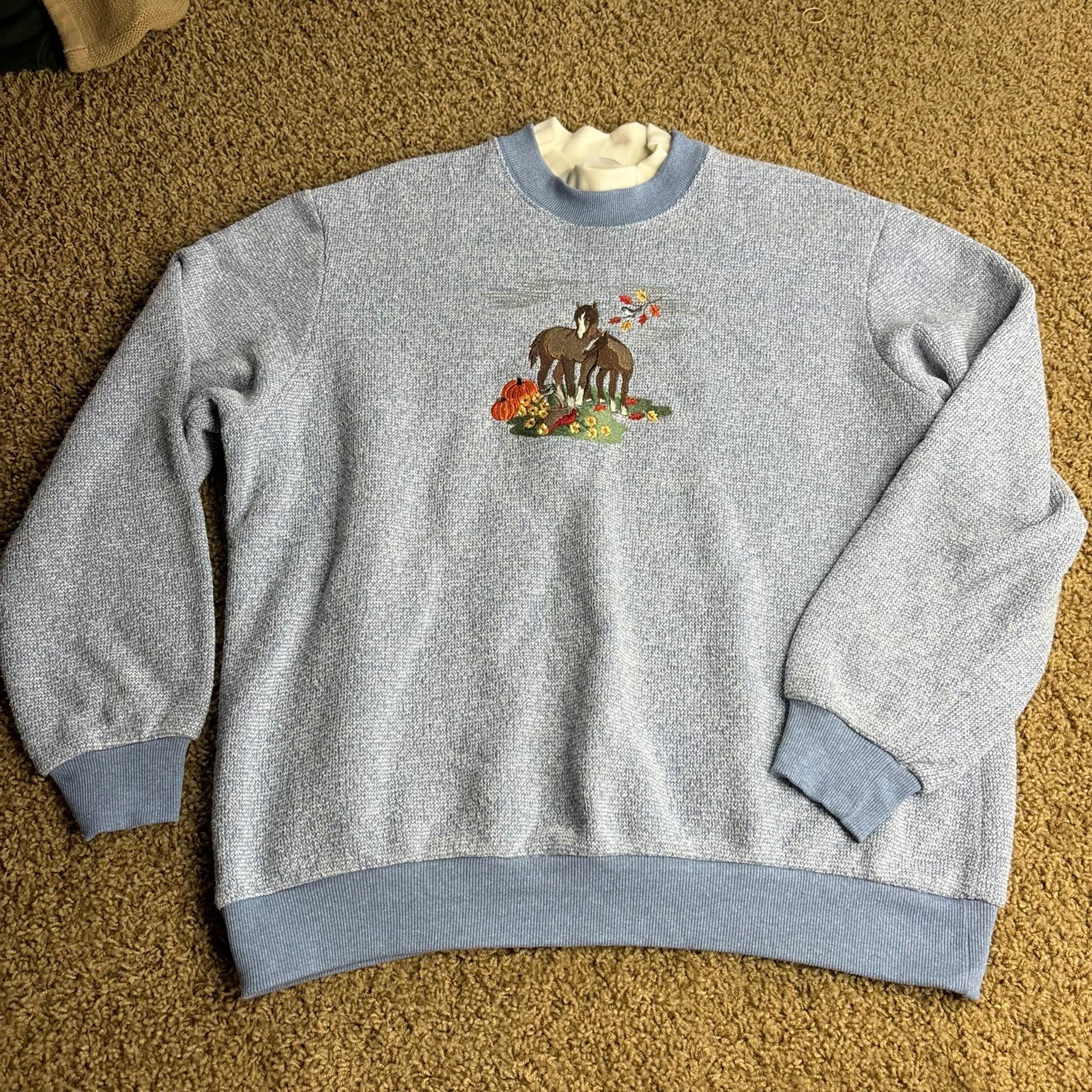 Bonworth Embroidered Sweater 
Fall horse scene