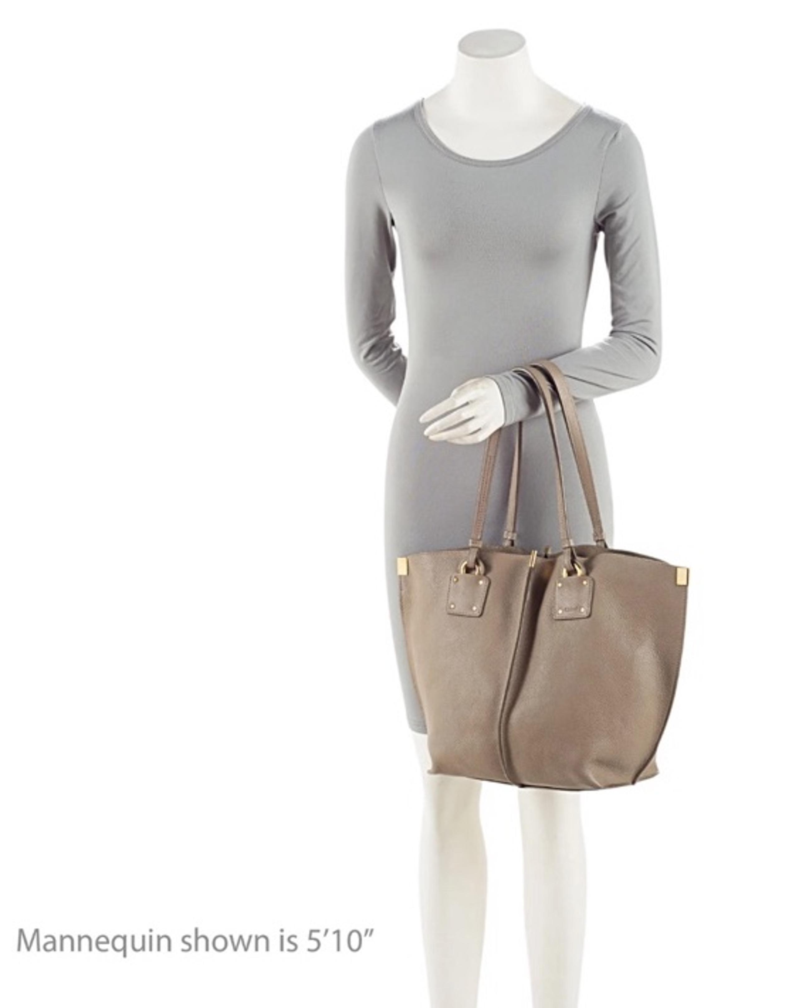 Chloe Vick’s medium calfskin gray neutral leather tote shoulder bag