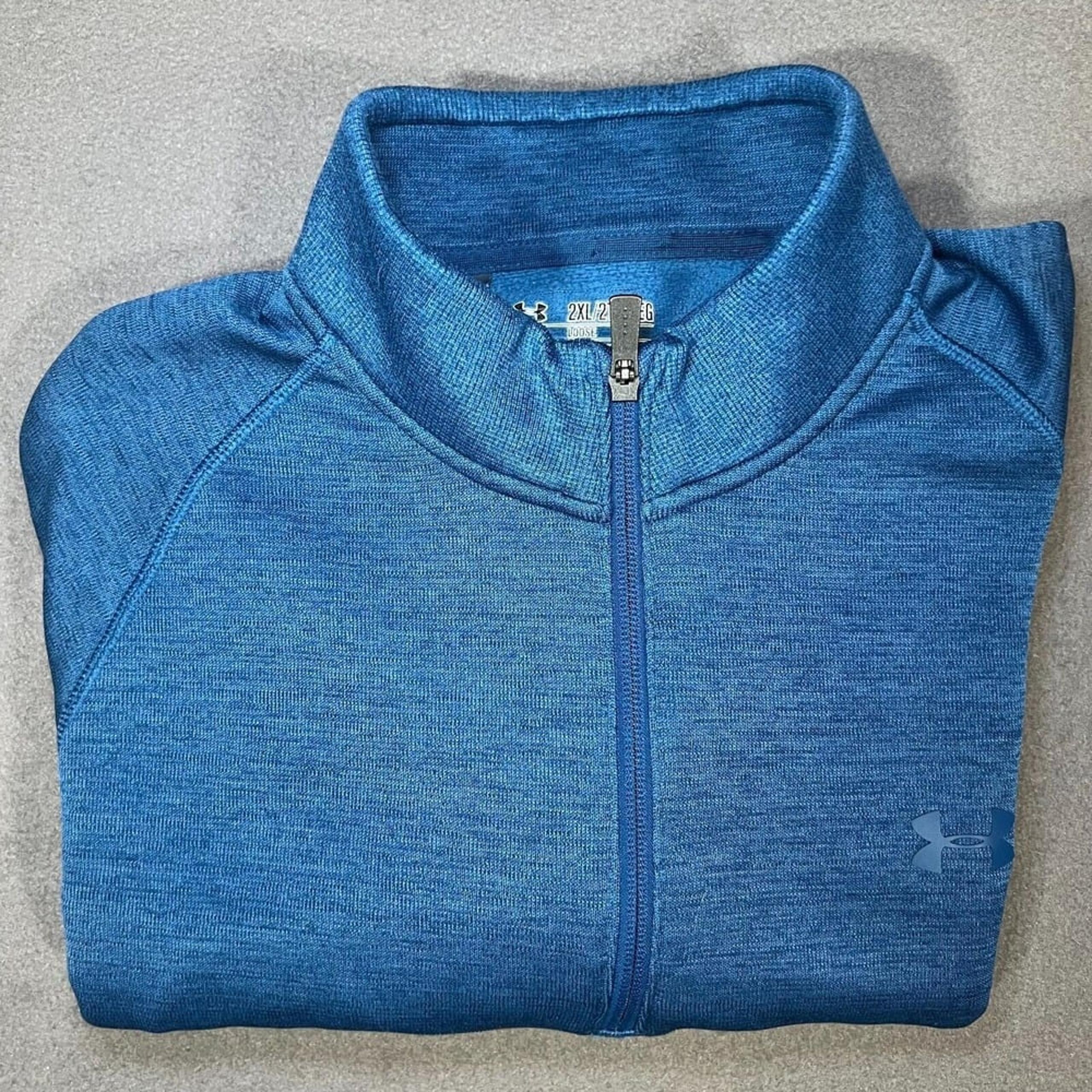 Under Armour Pullover Sweater Mens XXL Blue 1/4 Zip Cold Gear Golf Long Sleeve