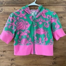Lilly Pulitzer Top Hooded Cropped Full Zip Sweatshirt Terry size S