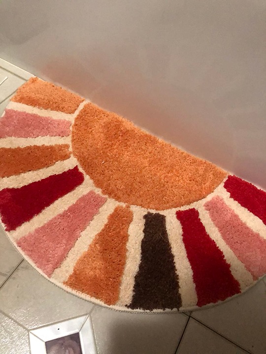 Bathroom Rugs Half Circle Bath Mat Cute Bohemian Bath Rug, 16x30inch
