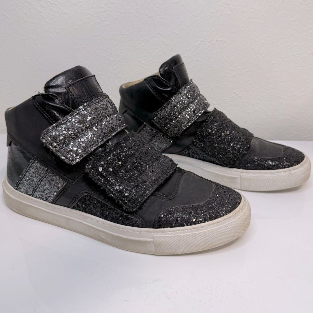 MM6 Maison Margiela Black and Silver Glitter Sneakers, Size 37 (US 6.5)