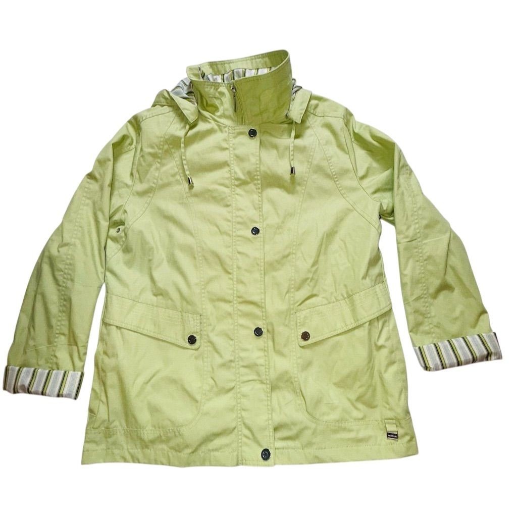 Mackintosh New England Women's Lime Green Hooded Rain Jacket L preppy old money