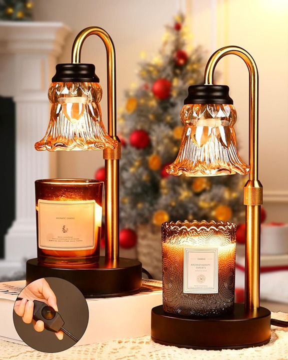 2 Pack Candle Warmer Lamp with Dimmer, Height Adjustable Candle Lamp