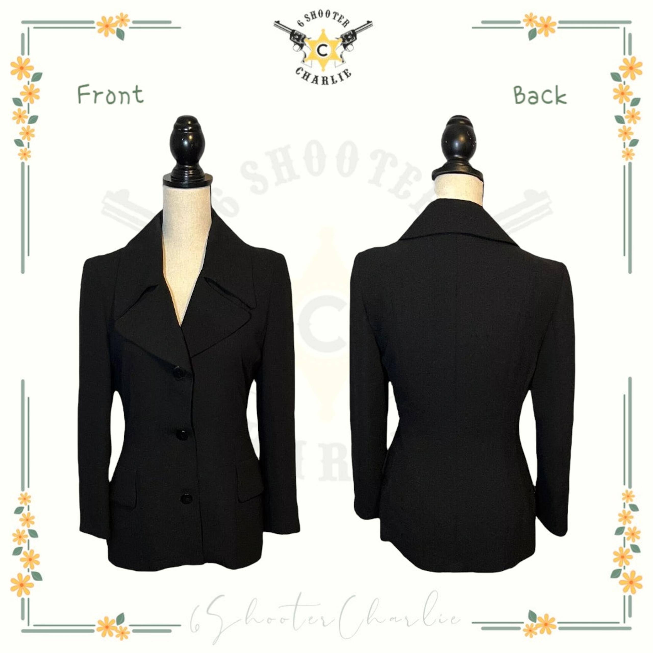Vintage MNG by Mango Women's Blazer Jacket Black Size 8 Notched Lapel 3 Button