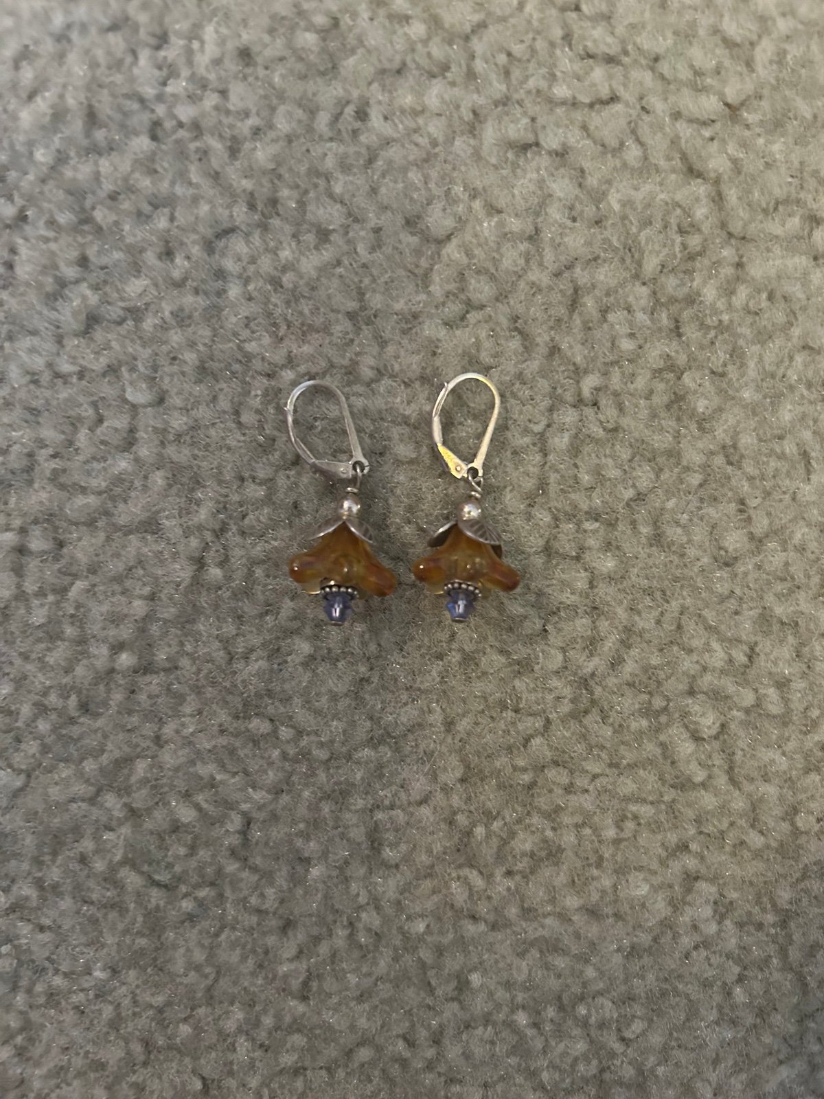 Michael Michaud Citrine Amber Blossom Flower Drop Earrings