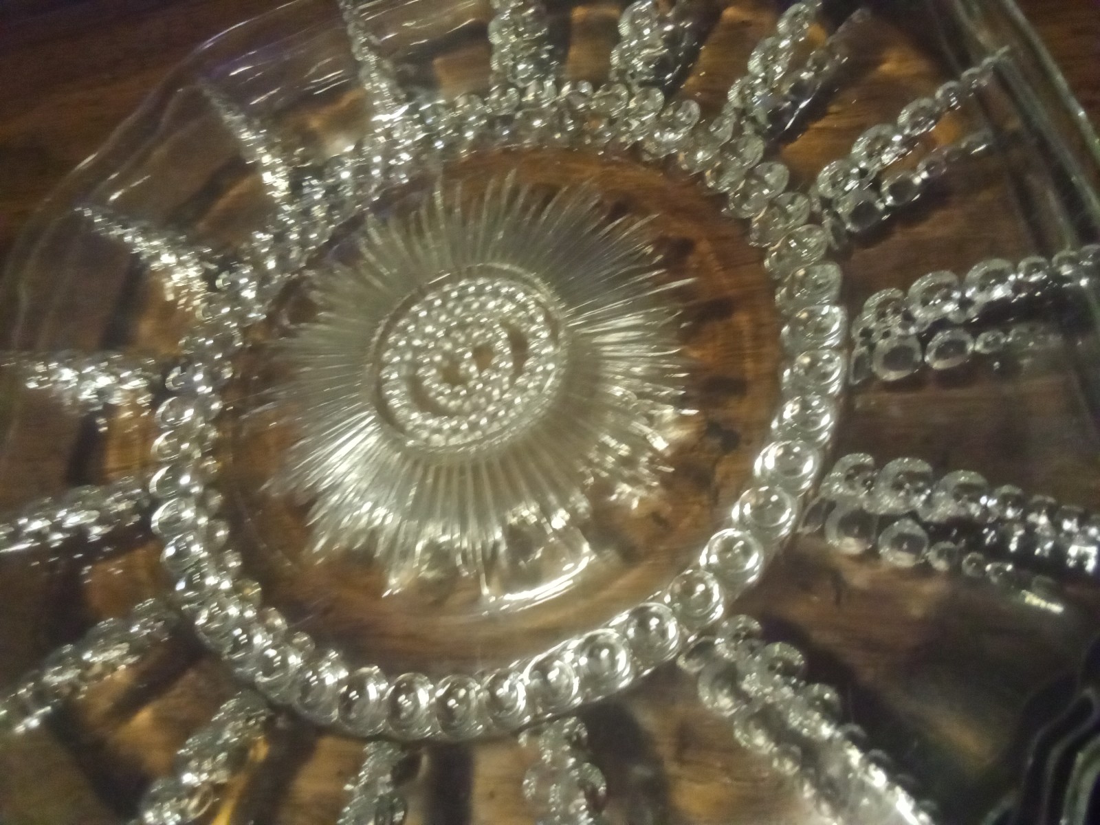 Vintage Starbust Clear Glass Plates Qty 3