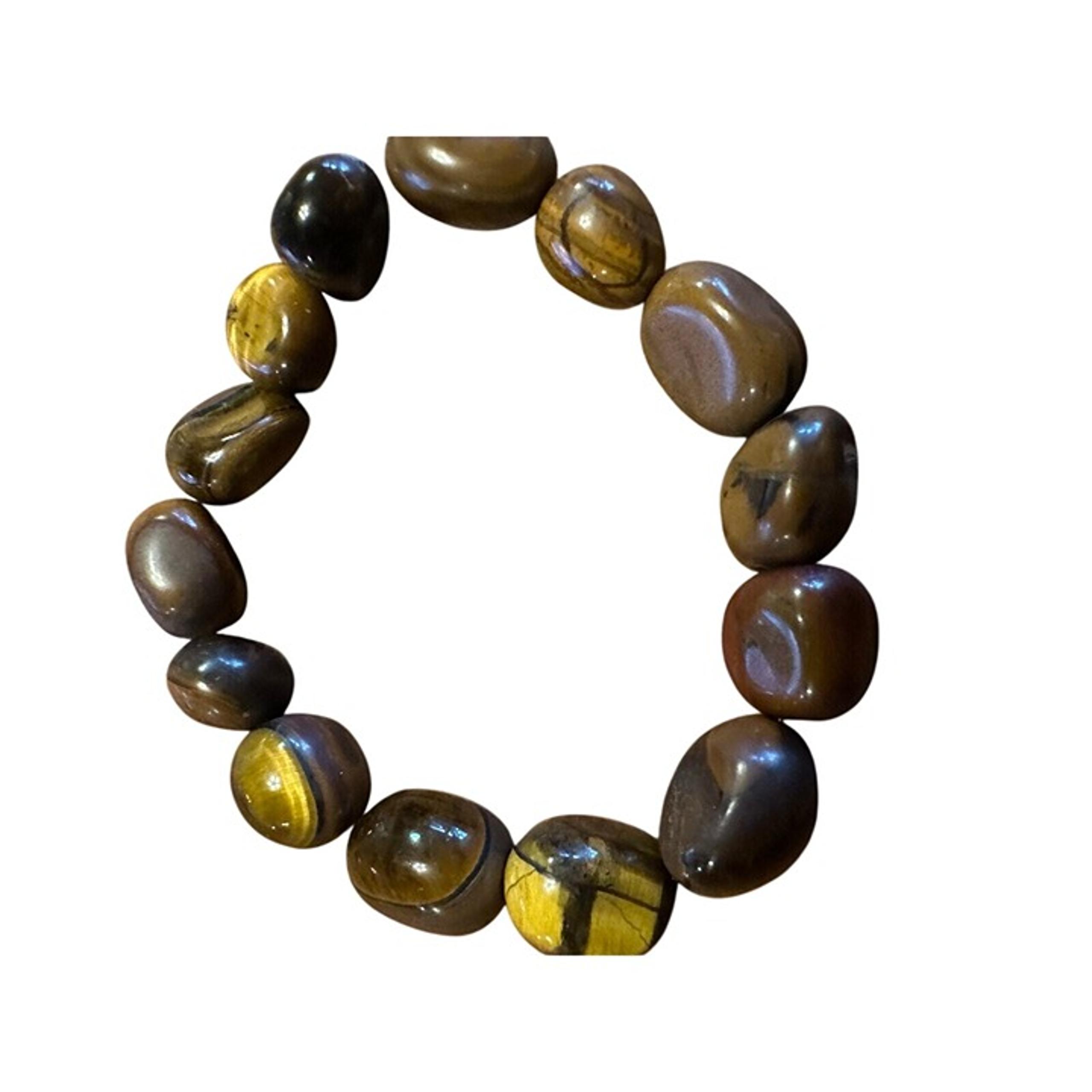 Chunky Tigers Eye Stretch Free People Bracelet For Self-Empowerment & Courage