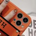 H Logo IPHONE 12 CASE SILICONE With Strap And Key Ring Orange Color