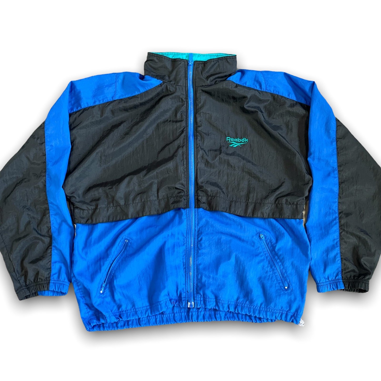 Vintage Black and Blue Reebok Zip Up Jacket