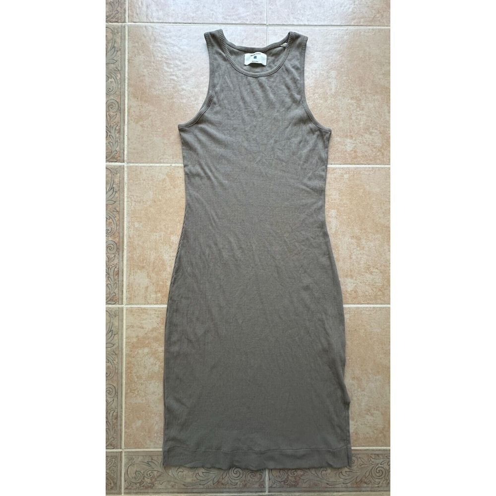 JASON SCOTT Cotton spandex blend ribbed midi Gray sun washed Dress Size S