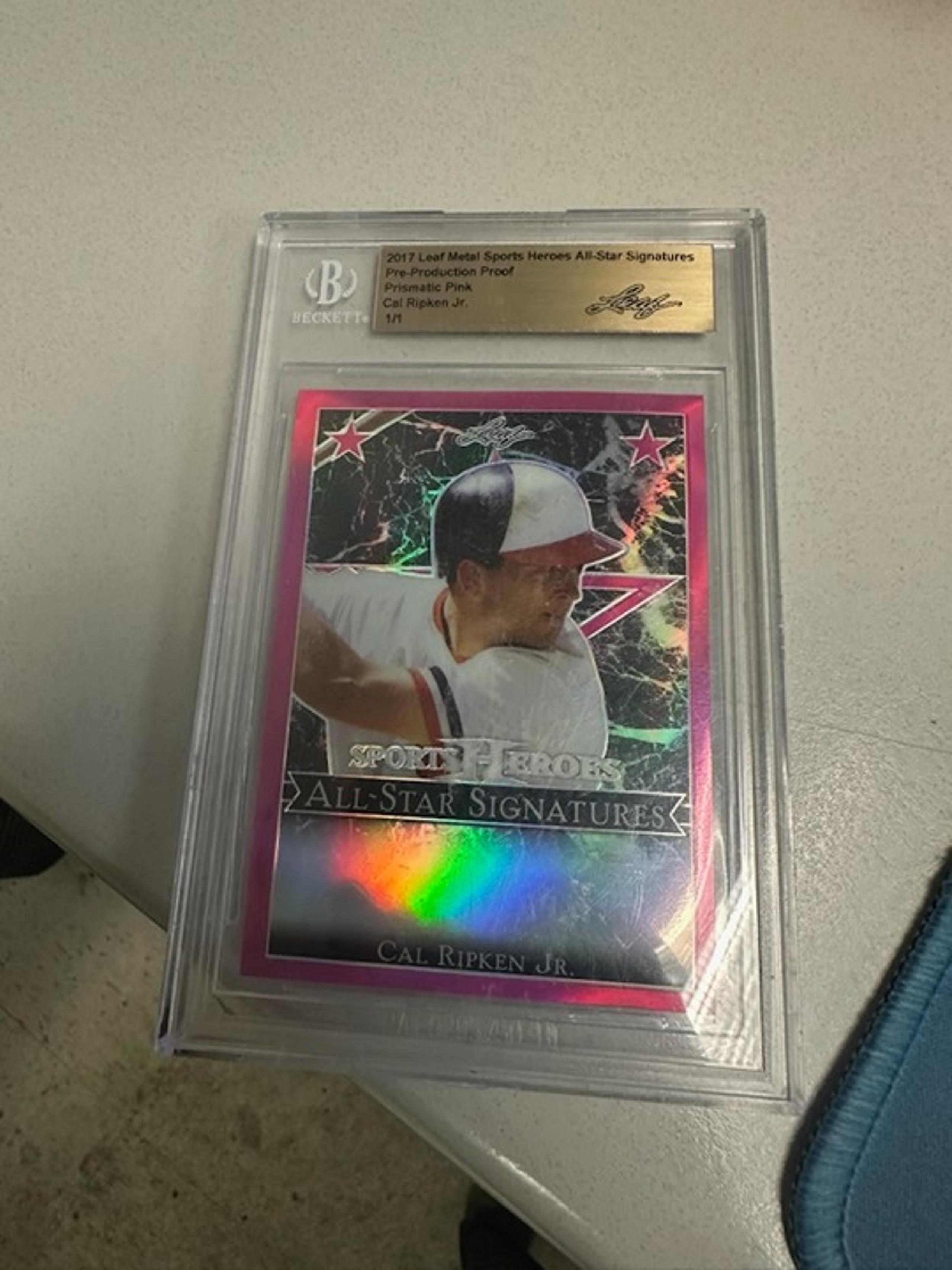 2017 Leaf Metal Sports Heroes All Star Signature Cal Ripken Jr. Prismatic Pink