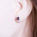 Genuine Oval Amethyst (February) Gemstone 14K White Gold Stud Earrings, NWT