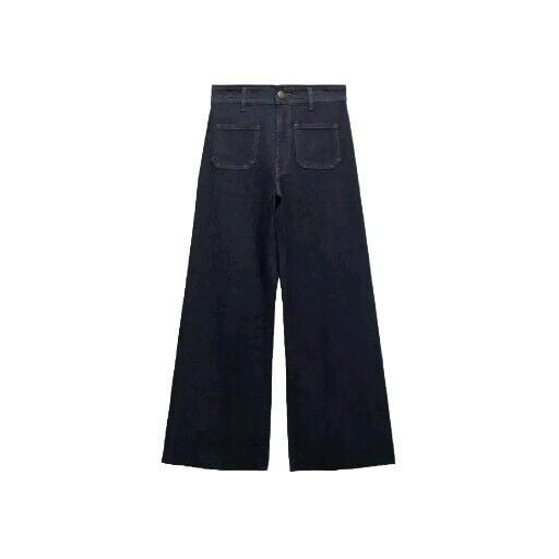 ZARA The Marine Straight High Waist Flared Ankle Jeans Blue Size 12 2553 284