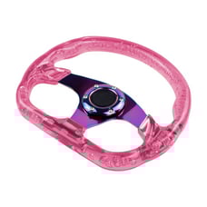 NEW JDM Universal 6-Hole 326mm Vip Pink Crystal Bubble Neo Spoke Steering Wheel