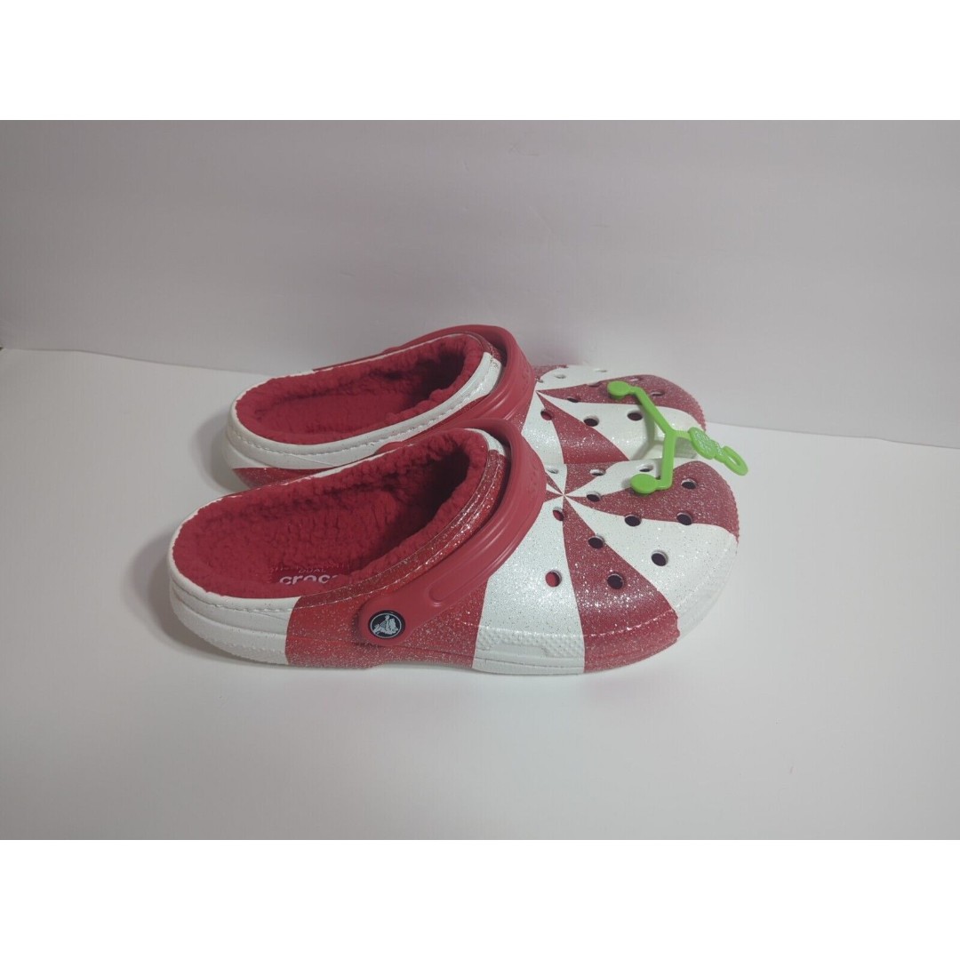 Crocs Classic Lined Holiday Clog Women's Size 11, Men's Size 9 Red & White NEW