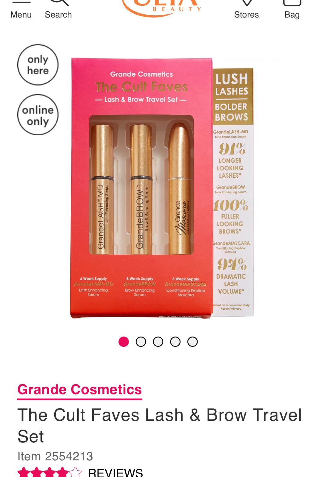 NIB Grande Cosmetics The Cult Faves Lash & Brow Travel Set