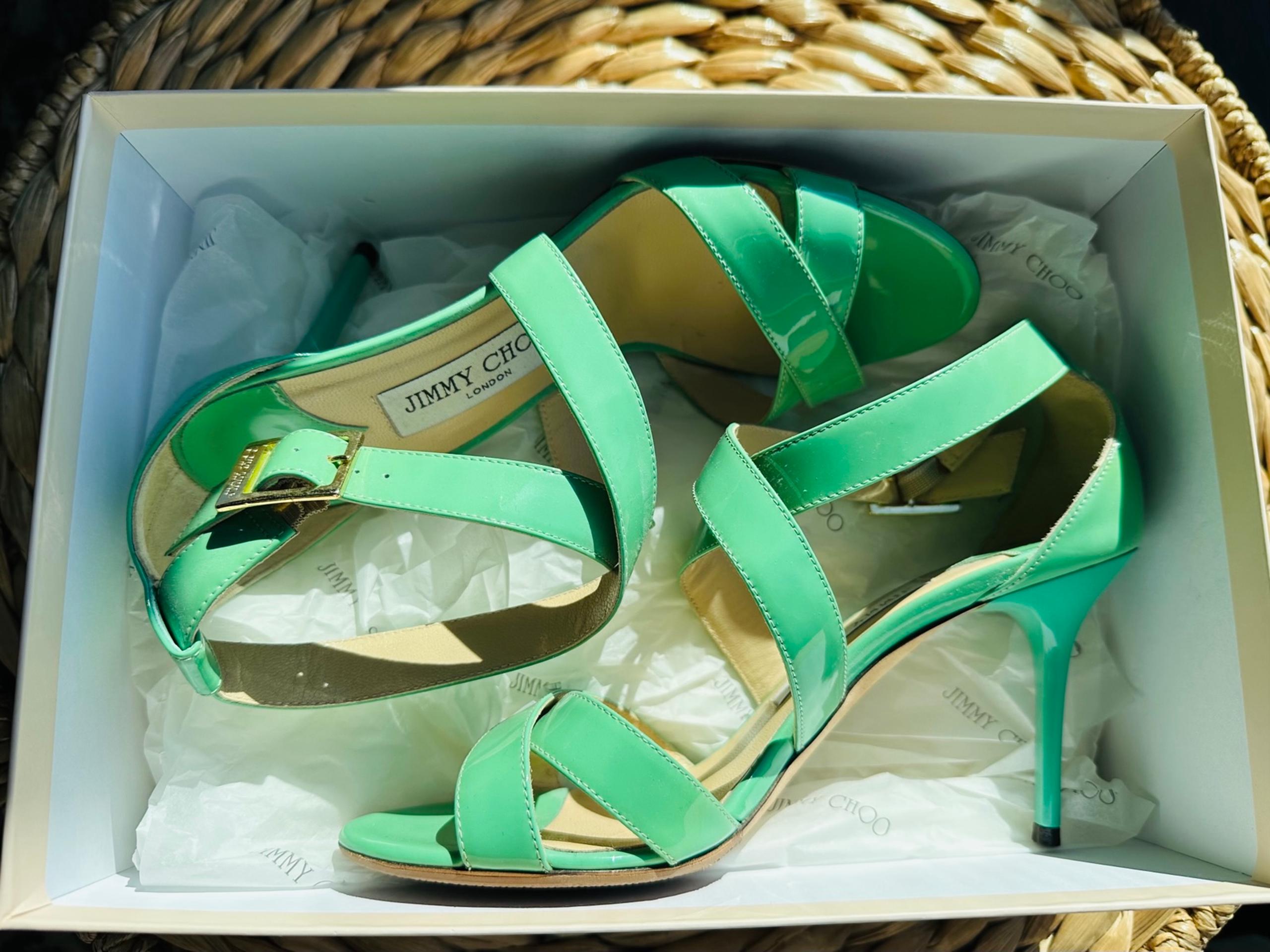 JIMMY CHOO Patent Louise Sandals