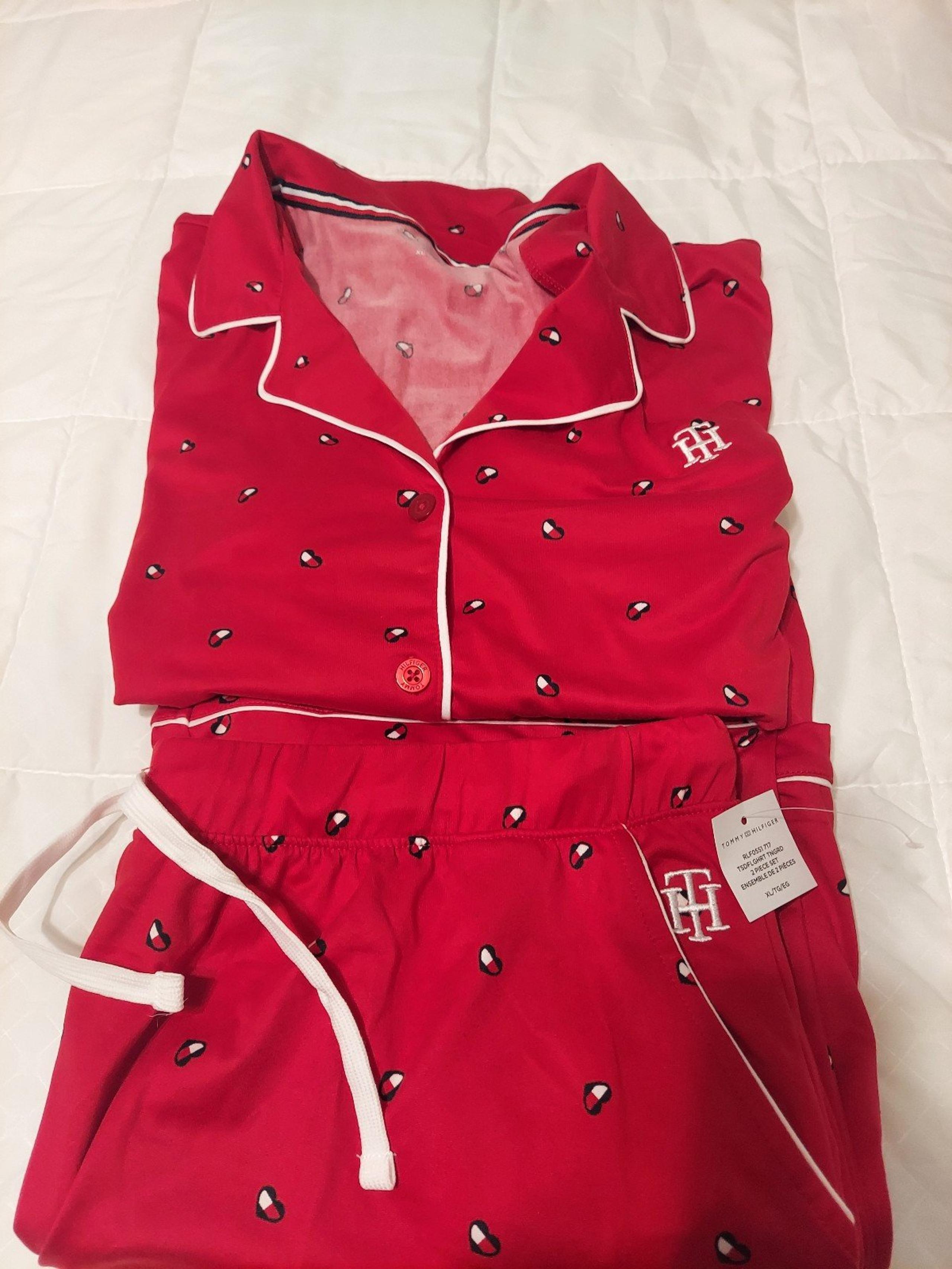tommyhilfiger  red heart pajama set womens xl