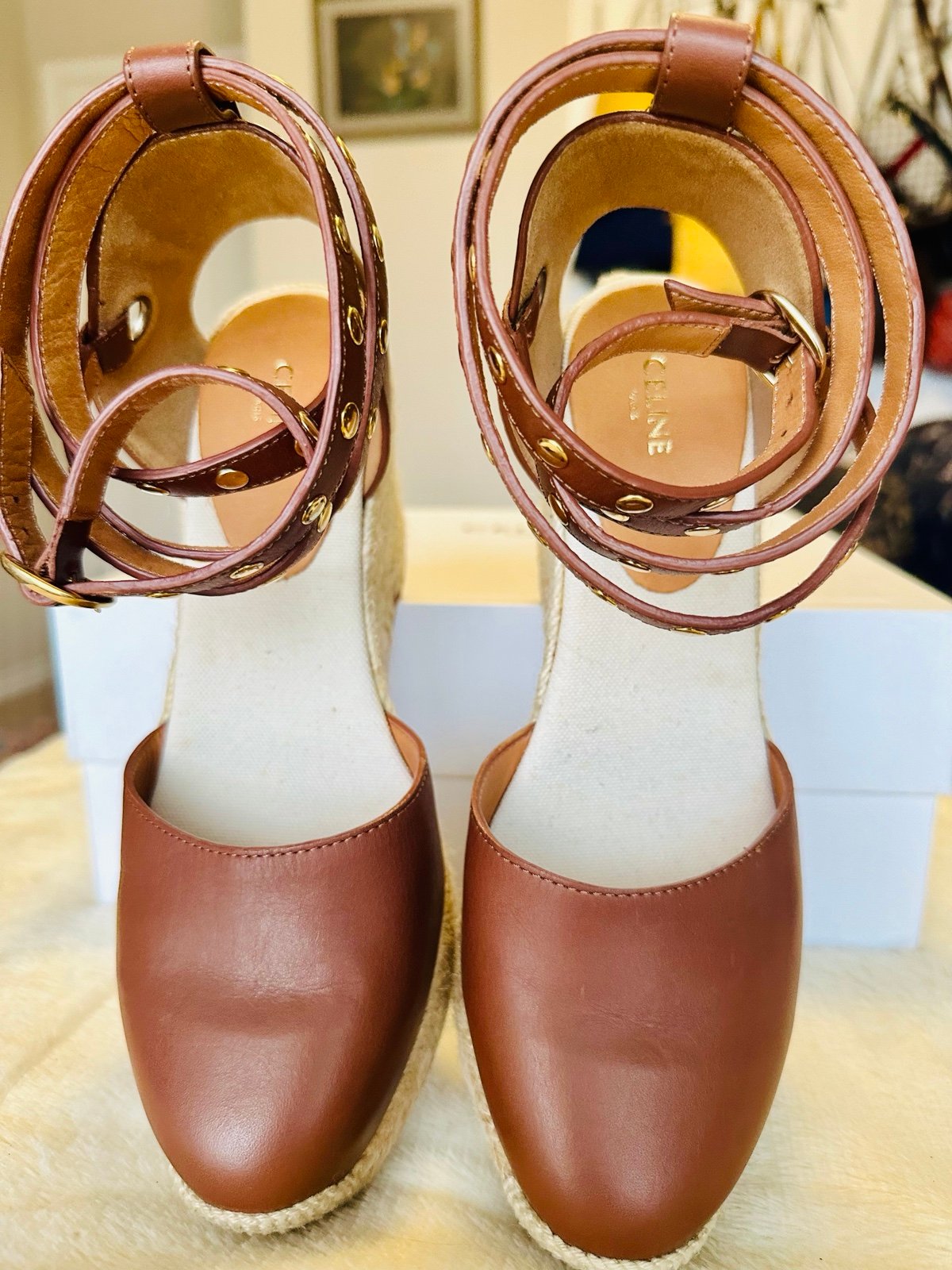 Celine Espadrilles with Studded Ankle Strap