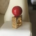 Trina Turk 18k Gold Plated Red Ball Square Ring Size 6