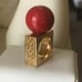 Trina Turk 18k Gold Plated Red Ball Square Ring Size 6