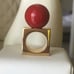 Trina Turk 18k Gold Plated Red Ball Square Ring Size 6