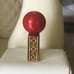 Trina Turk 18k Gold Plated Red Ball Square Ring Size 6