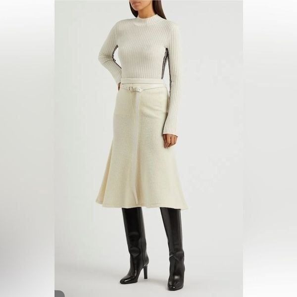 Chloe Ribbed Wool Midi Skirt NWT