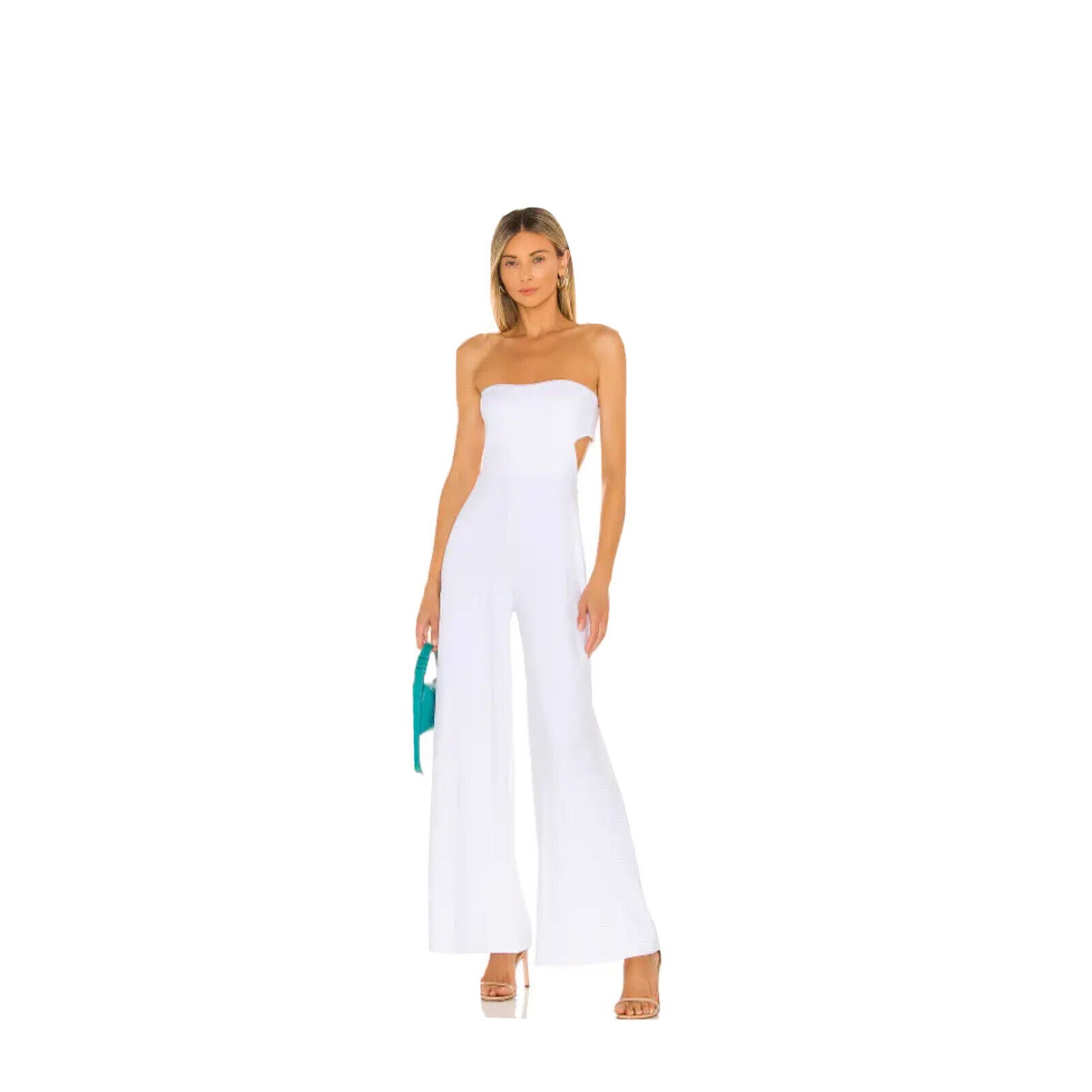 Susana Monaco Open Back Jumpsuit Sugar White Jersey Party Resort XL NWT