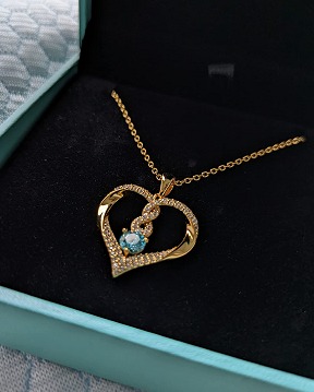 New Infinity Heart Birthstone Necklaces for Women, 18k Gold Plated 925 Sterling