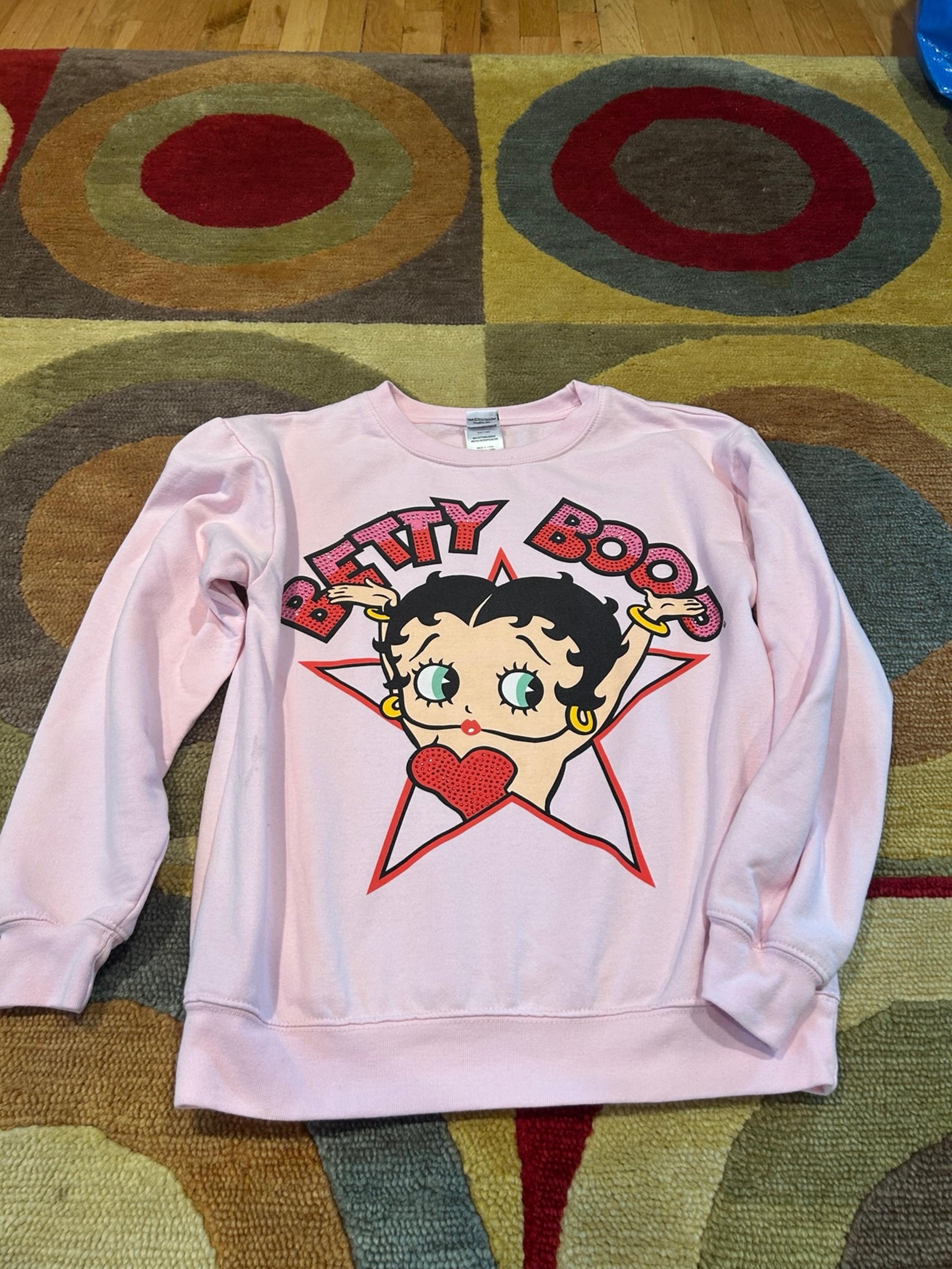 Betty Boop Light Pink Crewneck Sweatshirt Rhinestone Y2K Style Women’s Small