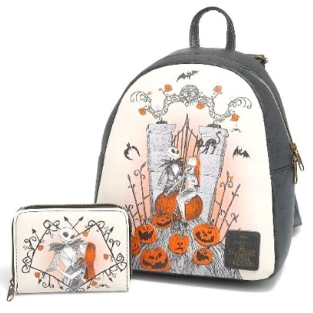 Loungefly Nightmare Before Christmas Jack & Sally Graveyard Backpack & Wallet