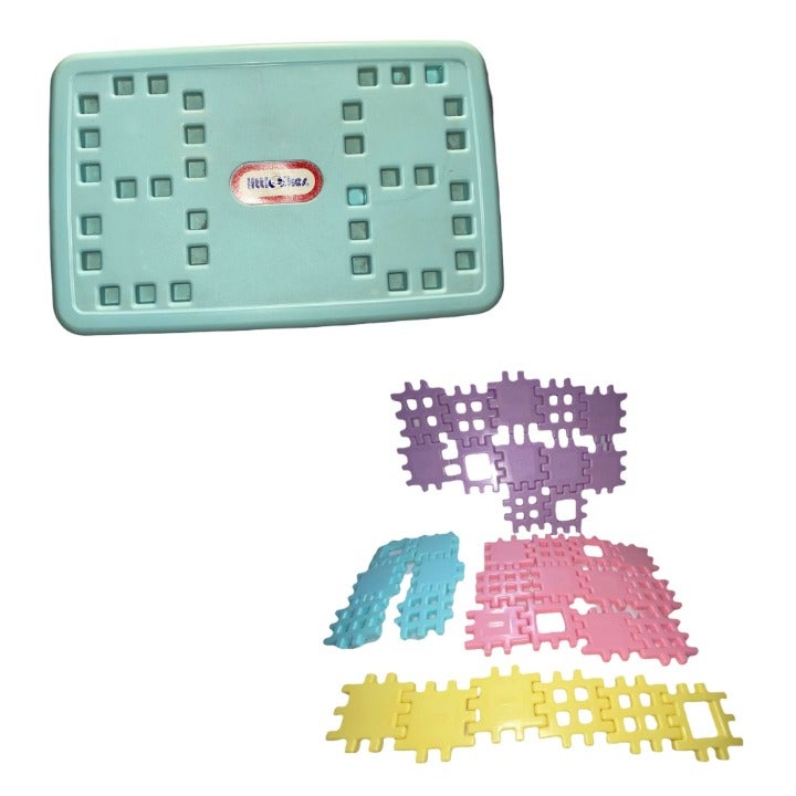 Vintage Little Tikes Waffle Blocks Pastel 36 Pcs Original Container Storage Bin