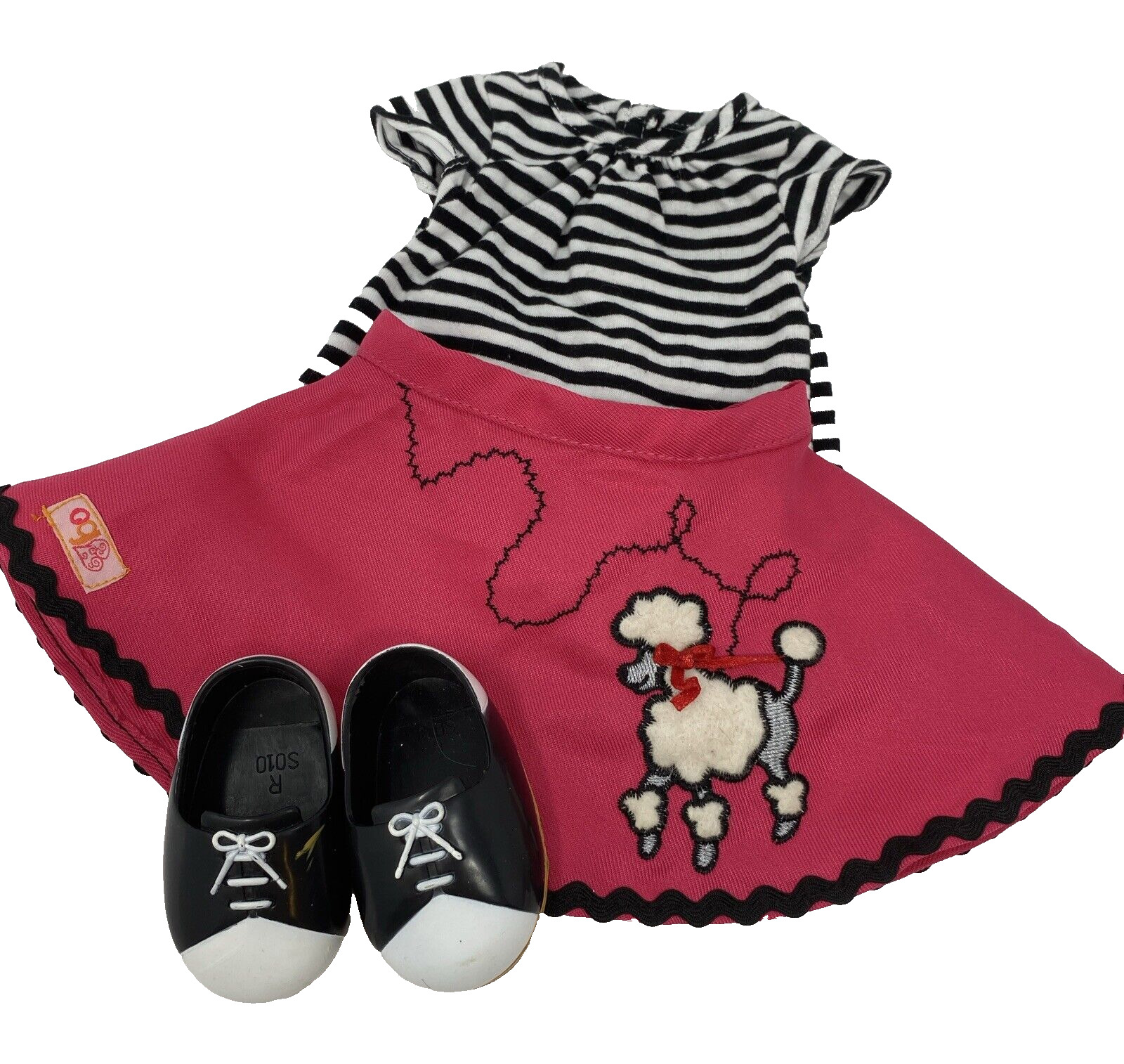 OG Doll Poodle Skirt with Top & Saddle Oxfords Pink/Black for 18 in Doll