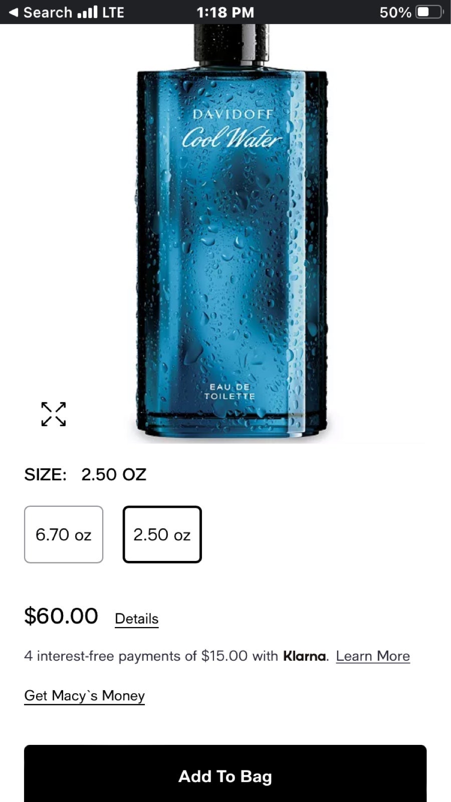 spray fragrances for men “cool water”