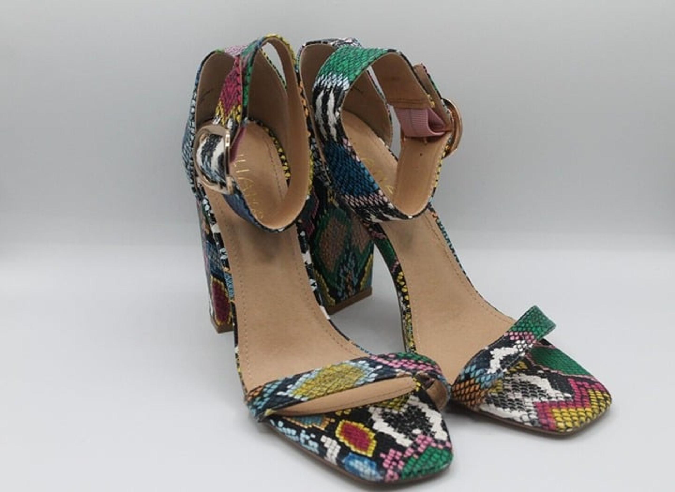 Liliana Mareum-1 Chunky Reptile High Heels Womens Shoes Size 11 Multi Color