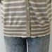 St. John Striped Short Sleeve Cardigan Sweater White/Tan Wool Blend | Size L